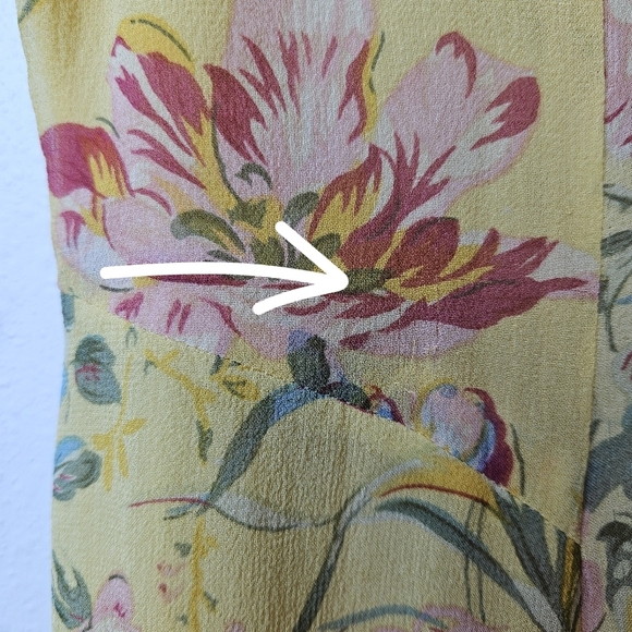 J. Peterman VTG 90's Silk Floral Yellow Fairy Whimsy Romantic Dress 4 - Picture 10 of 11